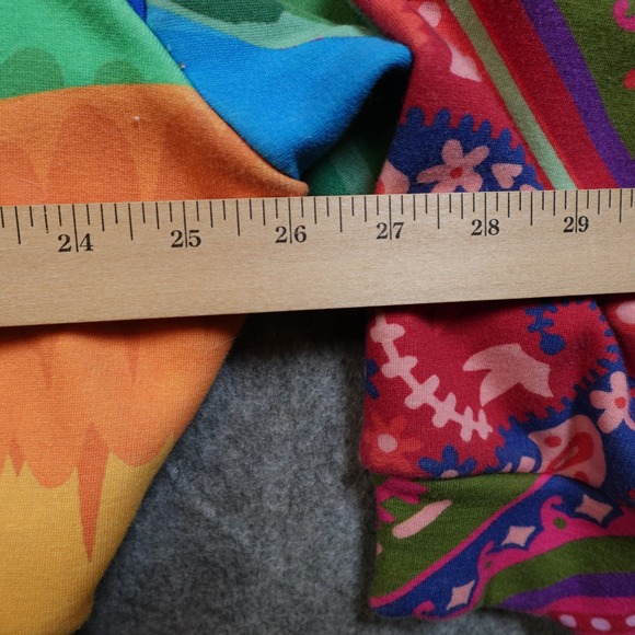 Farm Rio Sweater Womens Extra Small Multicolor Pink Blue Sweatshirt Patchwork - Picture 9 of 11